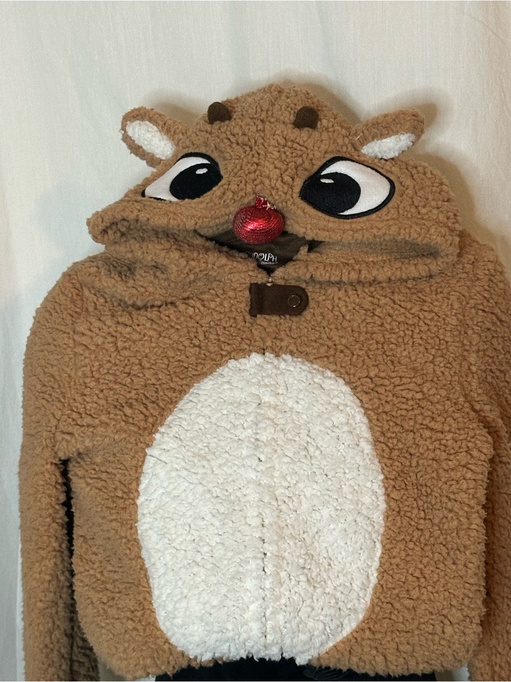 Kids Plush Front Zip Reindeer Costume/Onesie